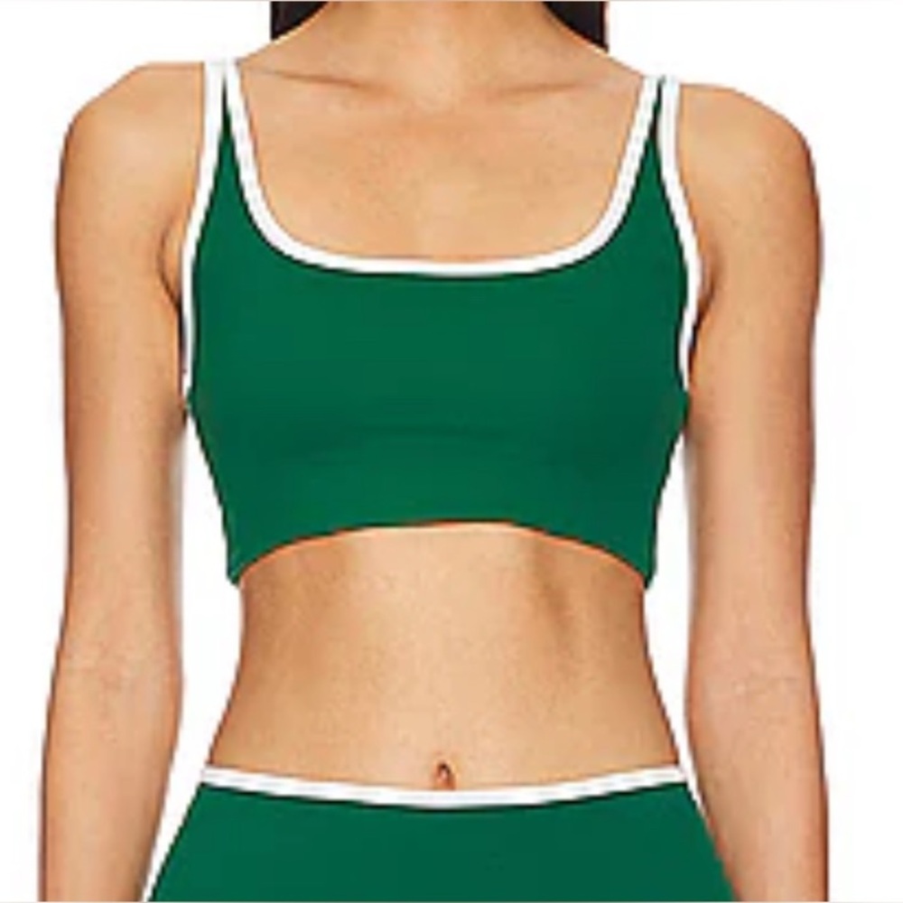 Splits59 Green and White Ringer Sports Bra